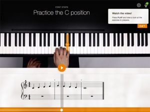 practice the c position with flowkey