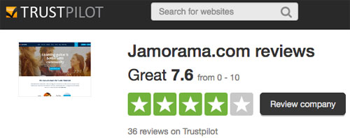 Jamorama customer reviews on Trust Pilot